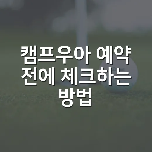 캠프우아 예약 전에 체크하는 방법, 계곡 캠핑 초보도 헷갈리지 않게 - 요약