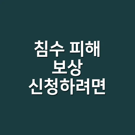 침수 피해 보상 신청하려면 이렇게 움직이면 됩니다 - 요약