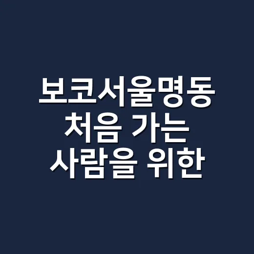 보코서울명동 처음 가는 사람을 위한 숙소 동선 잡는 방법 - 요약
