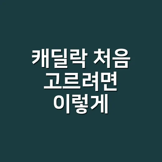 캐딜락 처음 고르려면 이렇게 비교하는 방법 - 요약