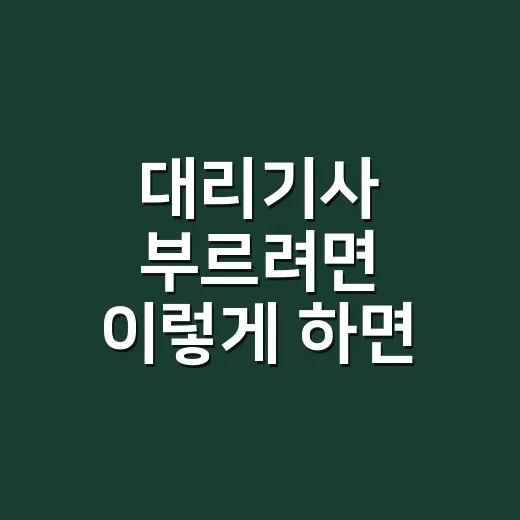 대리기사 부르려면 이렇게 하면 덜 헤맨다 - 요약