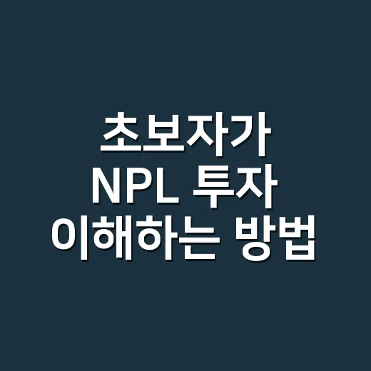 초보자가 NPL 투자 이해하는 방법, 위험부터 확인하면 훨씬 쉽습니다 - 요약
