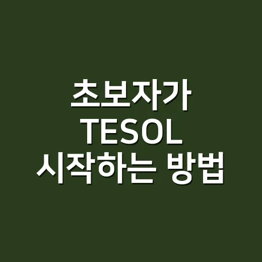초보자가 TESOL 시작하는 방법, 수업 선택부터 활용까지 이렇게 - 요약