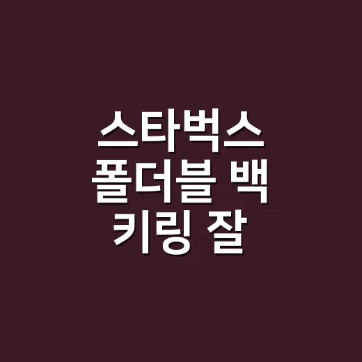 스타벅스 폴더블 백 키링 잘 고르고 실용적으로 쓰는 방법 - 요약