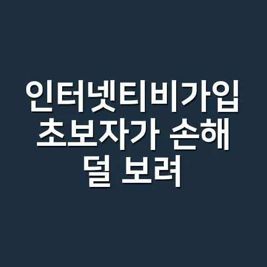 인터넷티비가입 초보자가 손해 덜 보려면 이렇게 비교하세요 - 요약