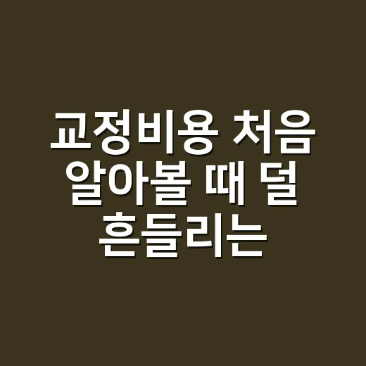 교정비용 처음 알아볼 때 덜 흔들리는 방법 - 요약