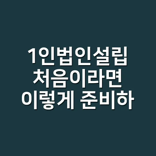 1인법인설립 처음이라면 이렇게 준비하는 방법 - 요약