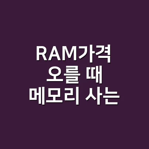 RAM가격 오를 때 메모리 사는 방법, 초보자는 이렇게 보면 됩니다 - 요약