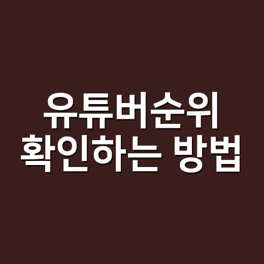 유튜버순위 확인하는 방법, 구독자 수만 보면 놓치는 것들 - 요약