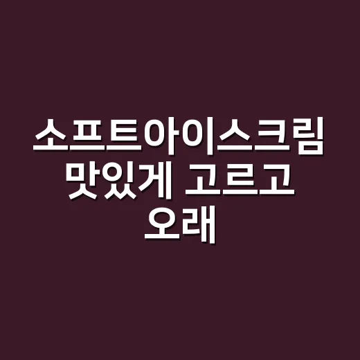 소프트아이스크림 맛있게 고르고 오래 즐기는 방법 - 요약