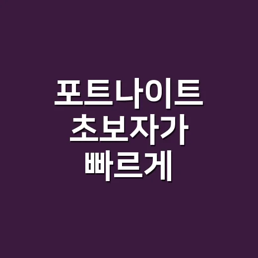 포트나이트 초보자가 빠르게 적응하는 방법 - 요약