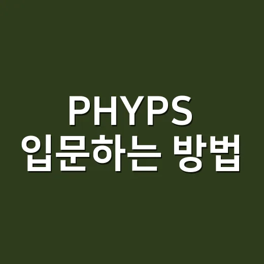 PHYPS 입문하는 방법, 초보자가 옷 고를 때 보는 기준 - 요약