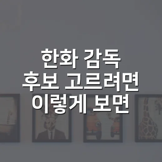 한화 감독 후보 고르려면 이렇게 보면 됩니다 - 요약