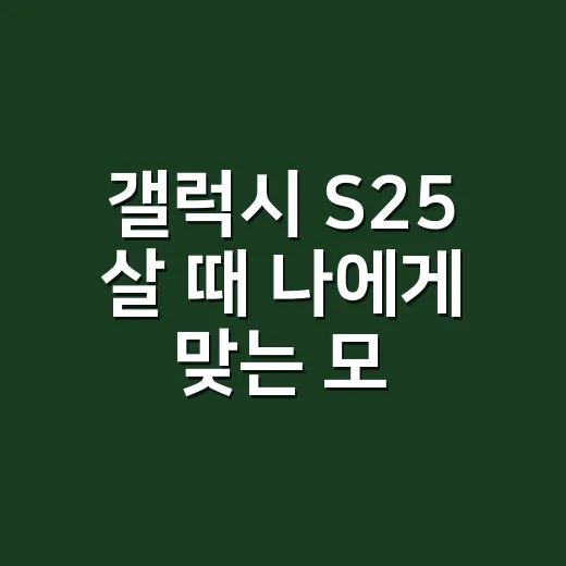 갤럭시 S25 살 때 나에게 맞는 모델 고르는 방법 - 요약