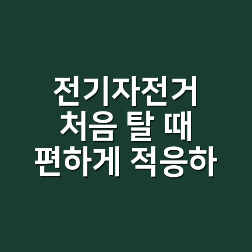 전기자전거 처음 탈 때 편하게 적응하는 방법 - 요약