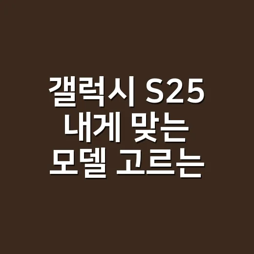 갤럭시 S25 내게 맞는 모델 고르는 방법 - 요약