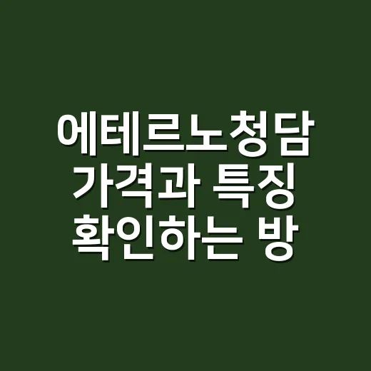 에테르노청담 가격과 특징 확인하는 방법 - 요약