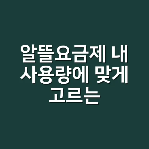 알뜰요금제 내 사용량에 맞게 고르는 방법 - 요약
