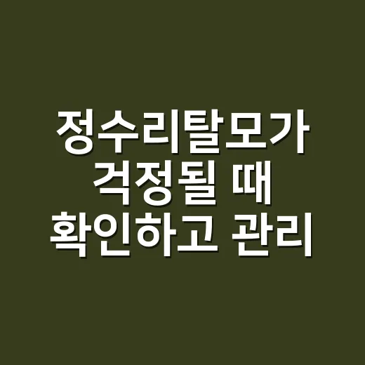 정수리탈모가 걱정될 때 확인하고 관리하는 방법