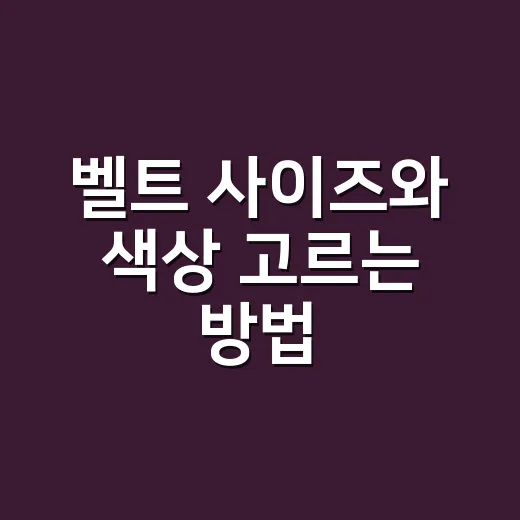 벨트 사이즈와 색상 고르는 방법 - 요약