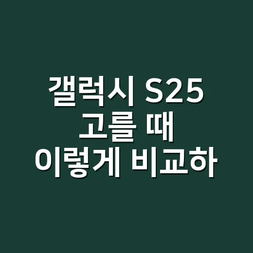 갤럭시 S25 고를 때 이렇게 비교하세요 - 요약