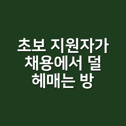 초보 지원자가 채용에서 덜 헤매는 방법 - 요약