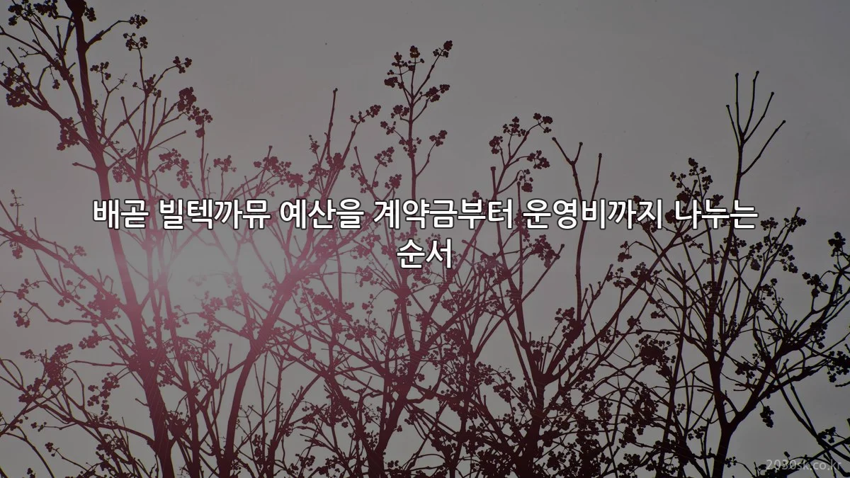 배곧 빌텍까뮤 예산을 계약금부터 운영비까지 나누는 순서