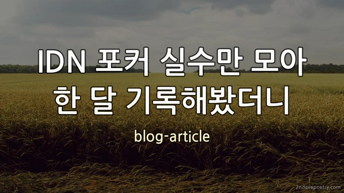 IDN 포커 실수만 모아 한 달 기록해봤더니