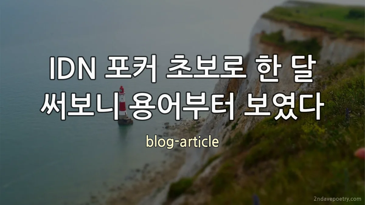 IDN 포커 초보로 한 달 써보니 용어부터 보였다