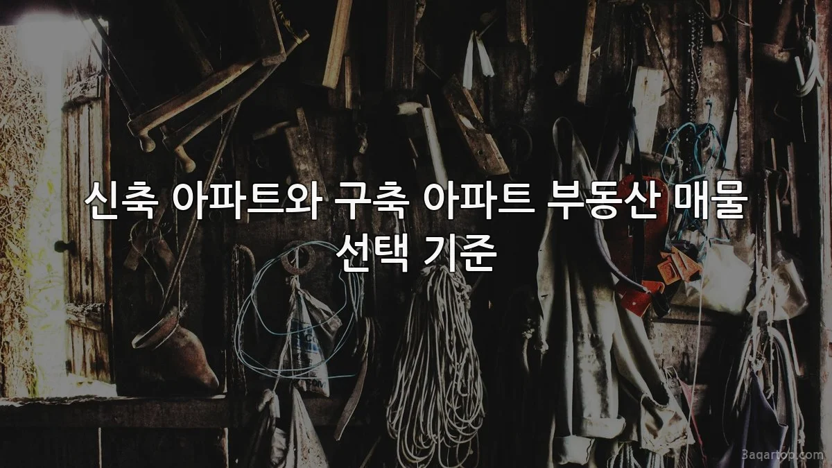 신축 아파트와 구축 아파트 부동산 매물 선택 기준