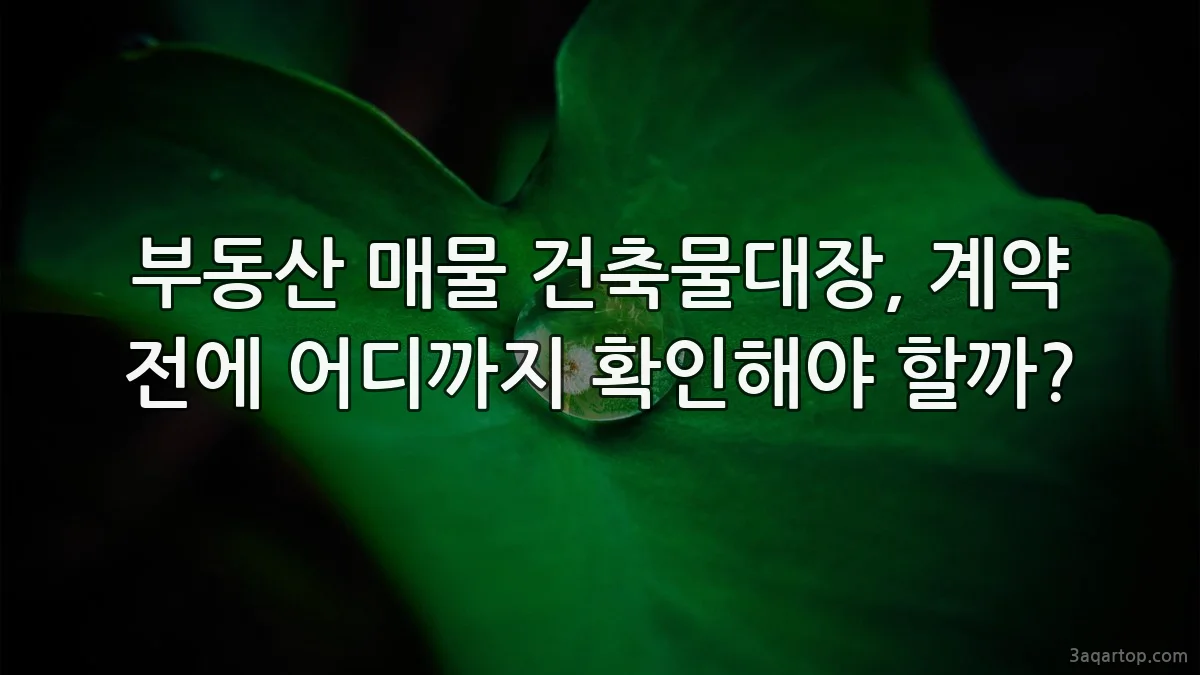 부동산 매물 건축물대장, 계약 전에 어디까지 확인해야 할까?