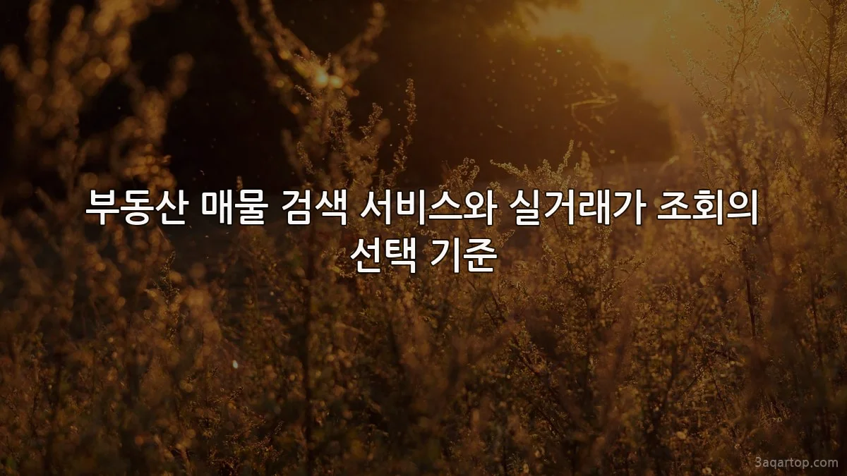 부동산 매물 검색 서비스와 실거래가 조회의 선택 기준