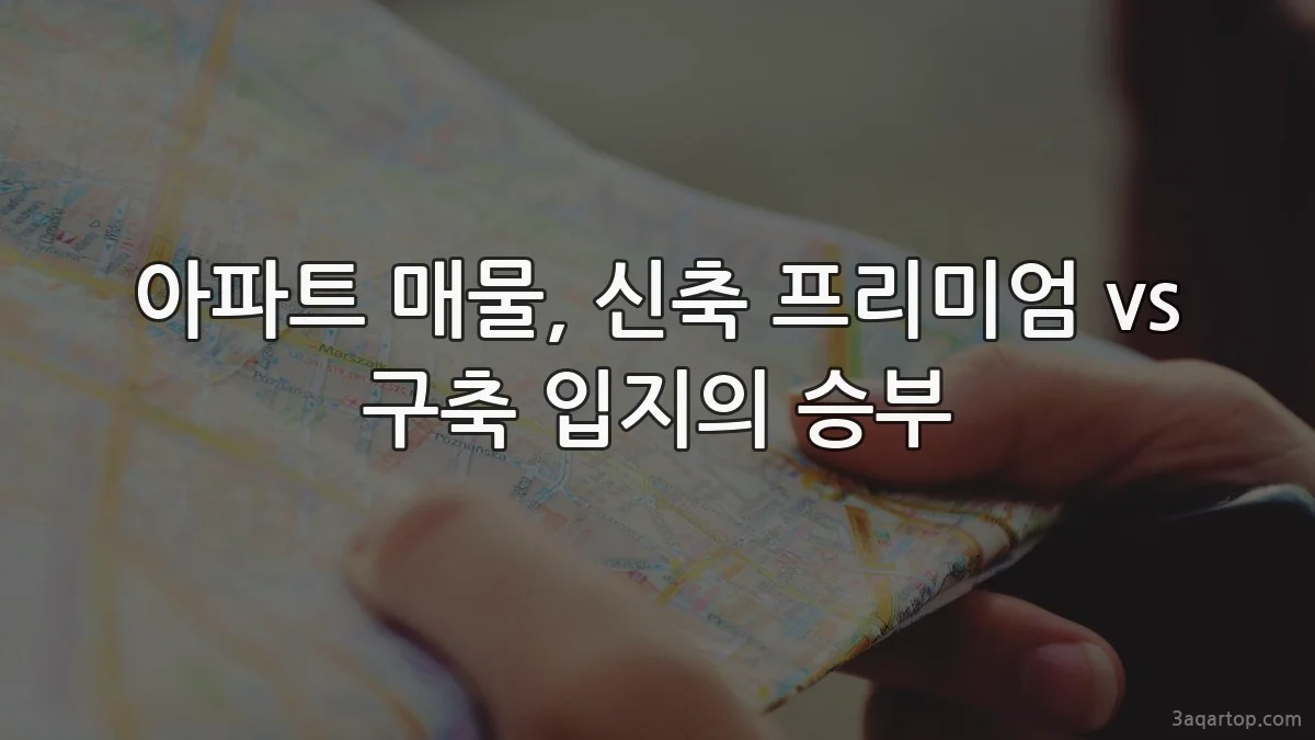 아파트 매물, 신축 프리미엄 vs 구축 입지의 승부