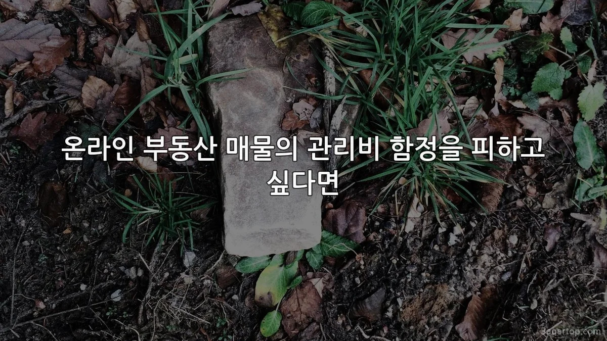 온라인 부동산 매물의 관리비 함정을 피하고 싶다면