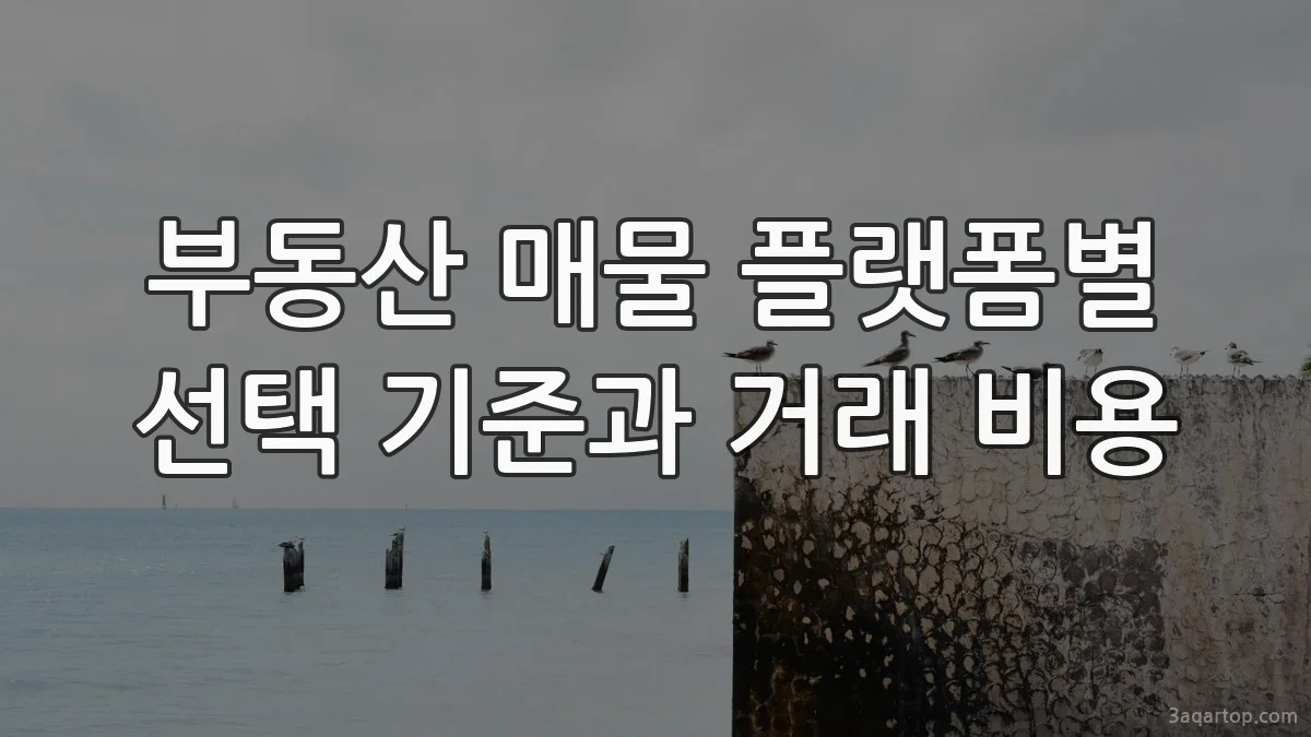 부동산 매물 플랫폼별 선택 기준과 거래 비용