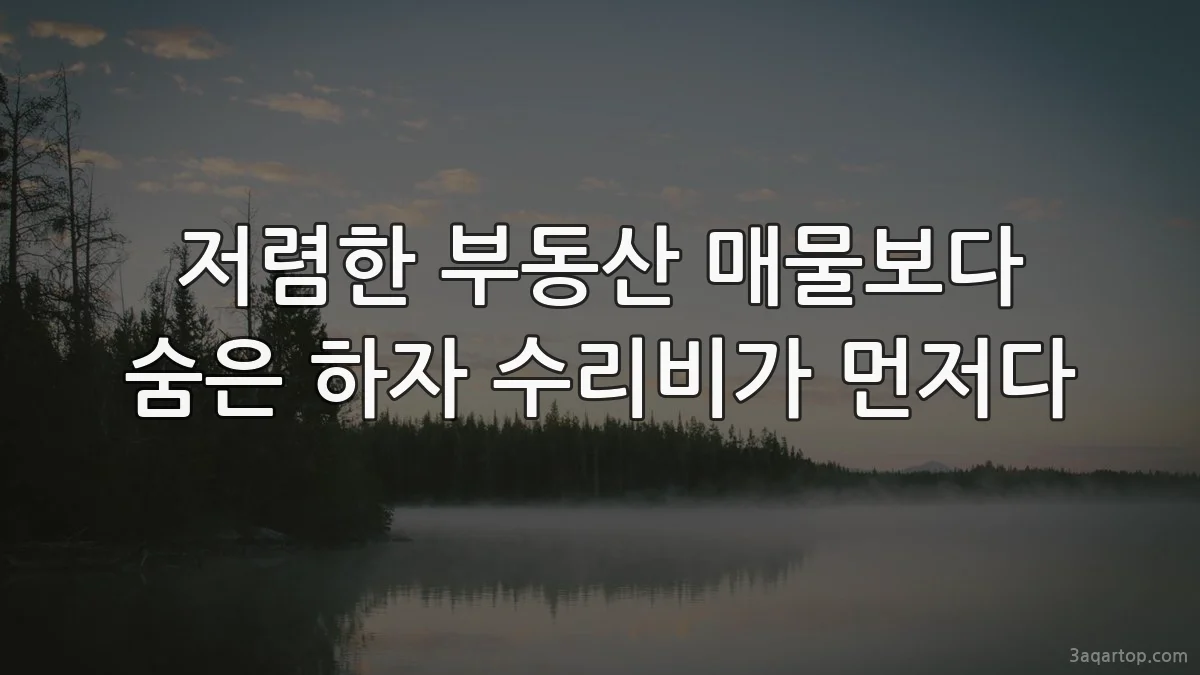 저렴한 부동산 매물보다 숨은 하자 수리비가 먼저다