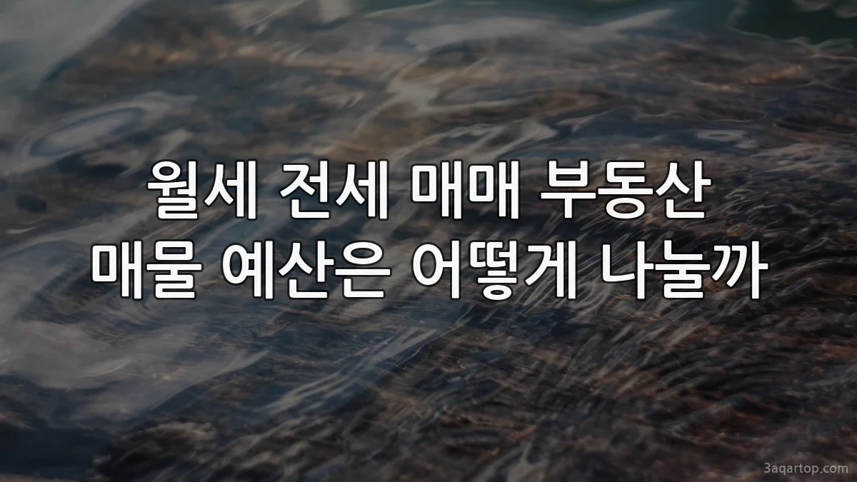 월세 전세 매매 부동산 매물 예산은 어떻게 나눌까