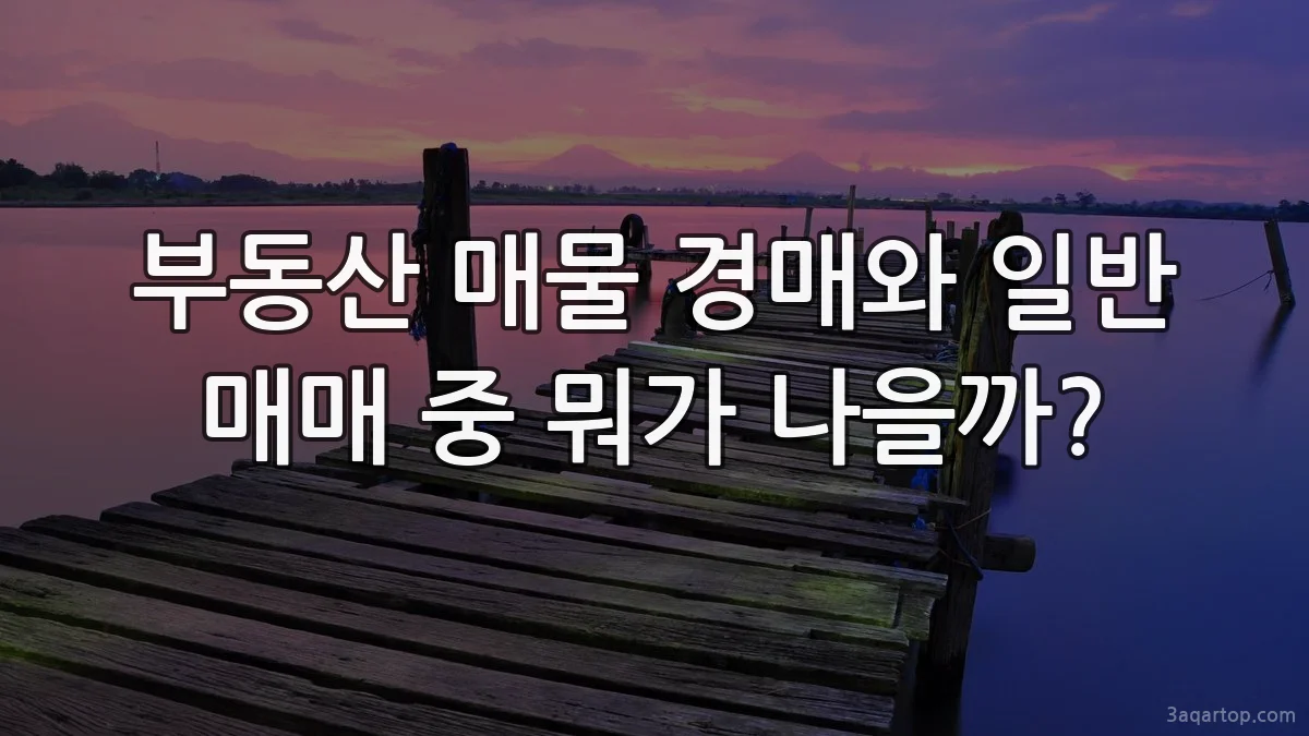 부동산 매물 경매와 일반 매매 중 뭐가 나을까?