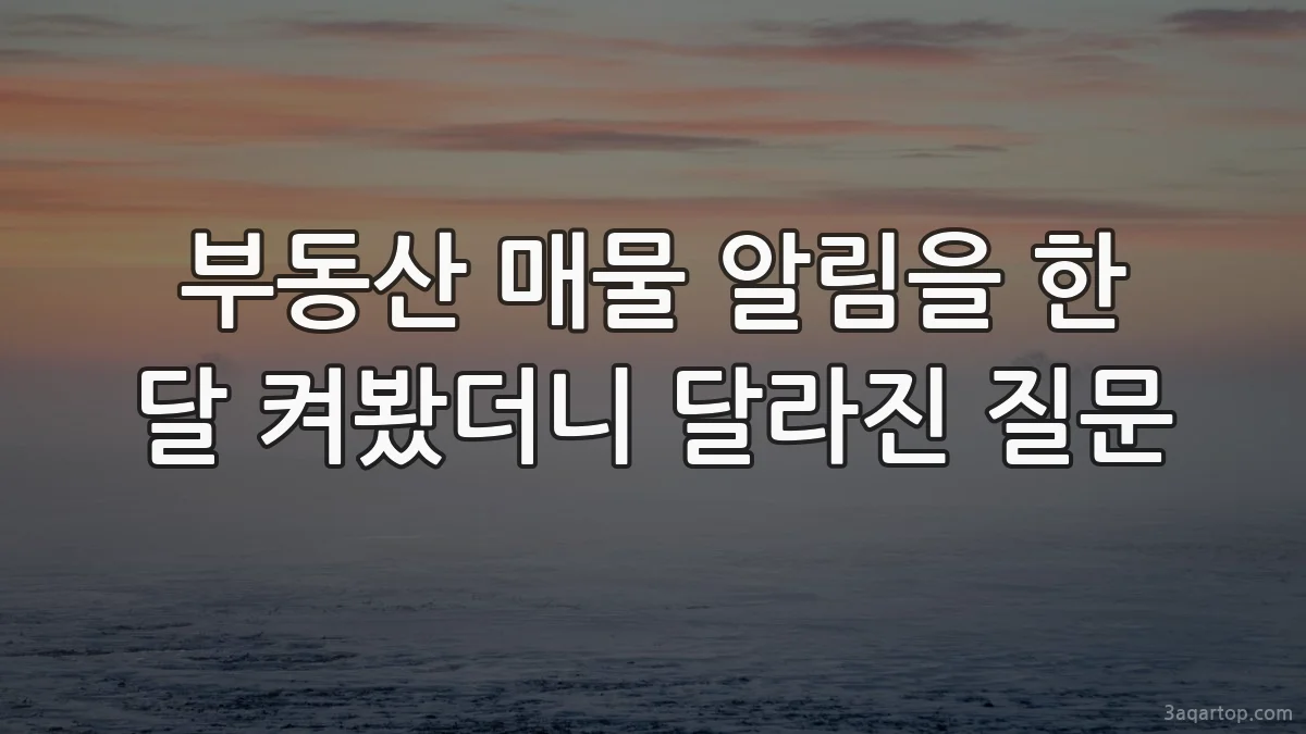 부동산 매물 알림을 한 달 켜봤더니 달라진 질문