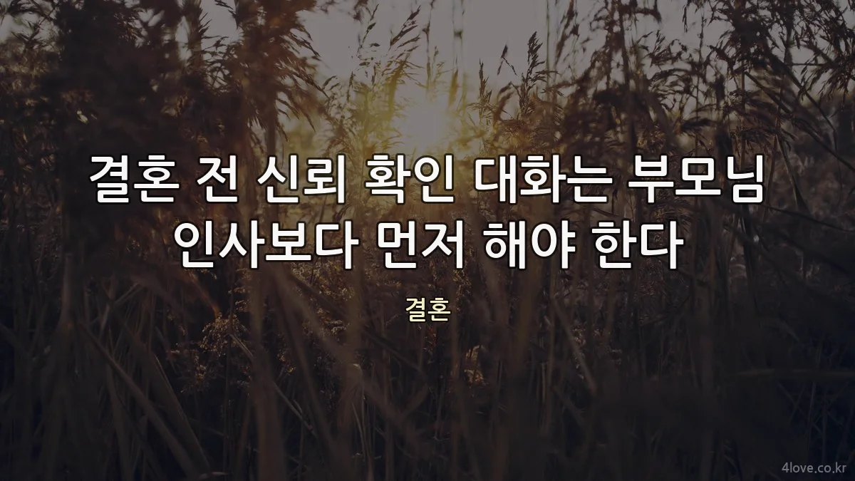 결혼 전 신뢰 확인 대화는 부모님 인사보다 먼저 해야 한다