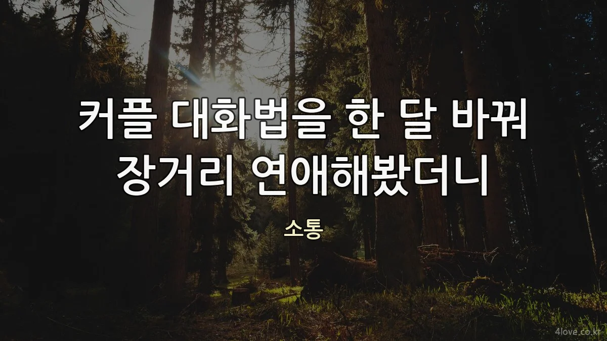 커플 대화법을 한 달 바꿔 장거리 연애해봤더니