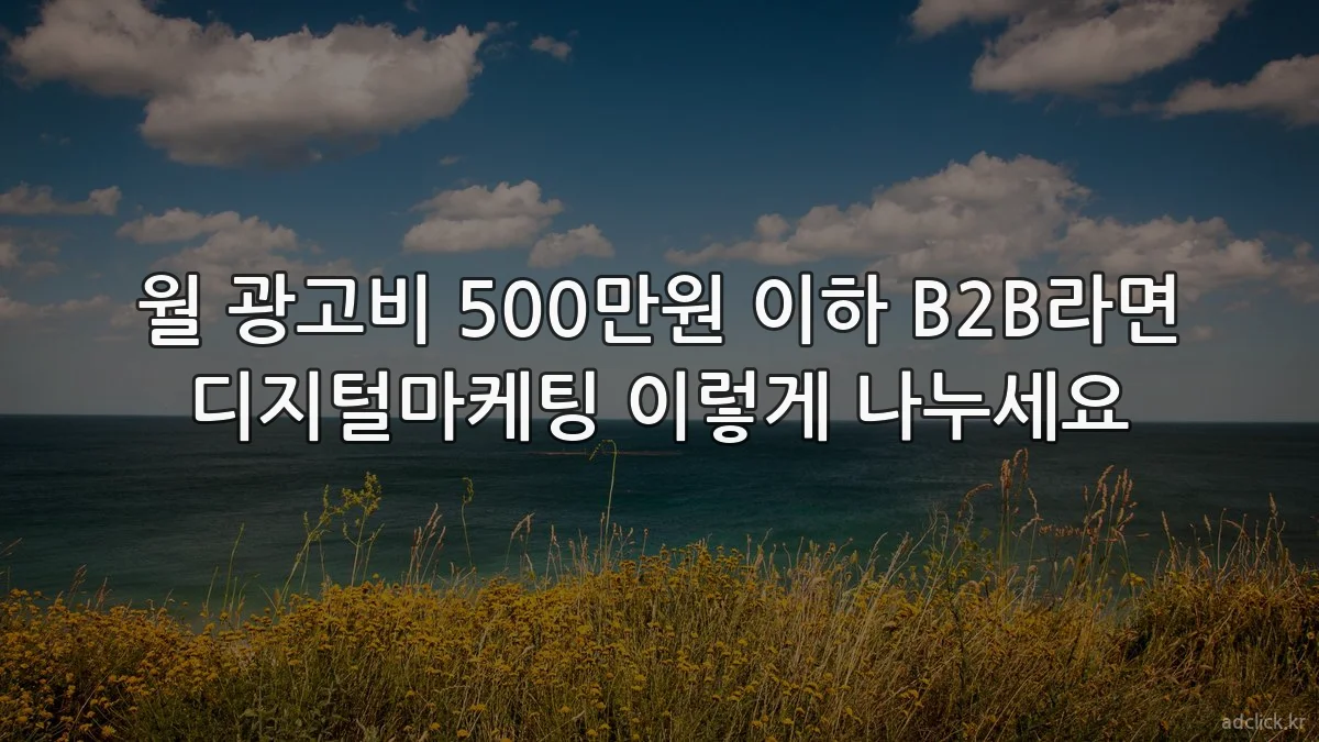 월 광고비 500만원 이하 B2B라면 디지털마케팅 이렇게 나누세요