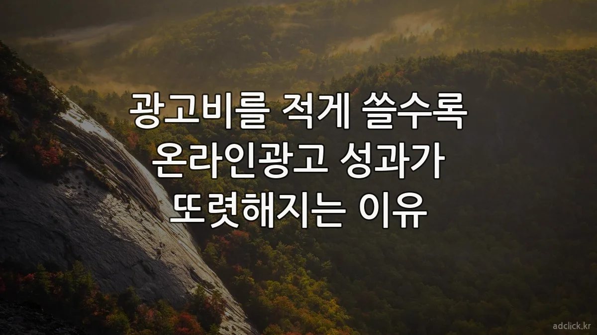 광고비를 적게 쓸수록 온라인광고 성과가 또렷해지는 이유
