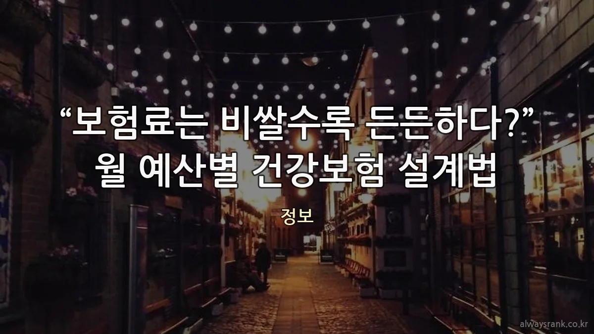 “보험료는 비쌀수록 든든하다?” 월 예산별 건강보험 설계법