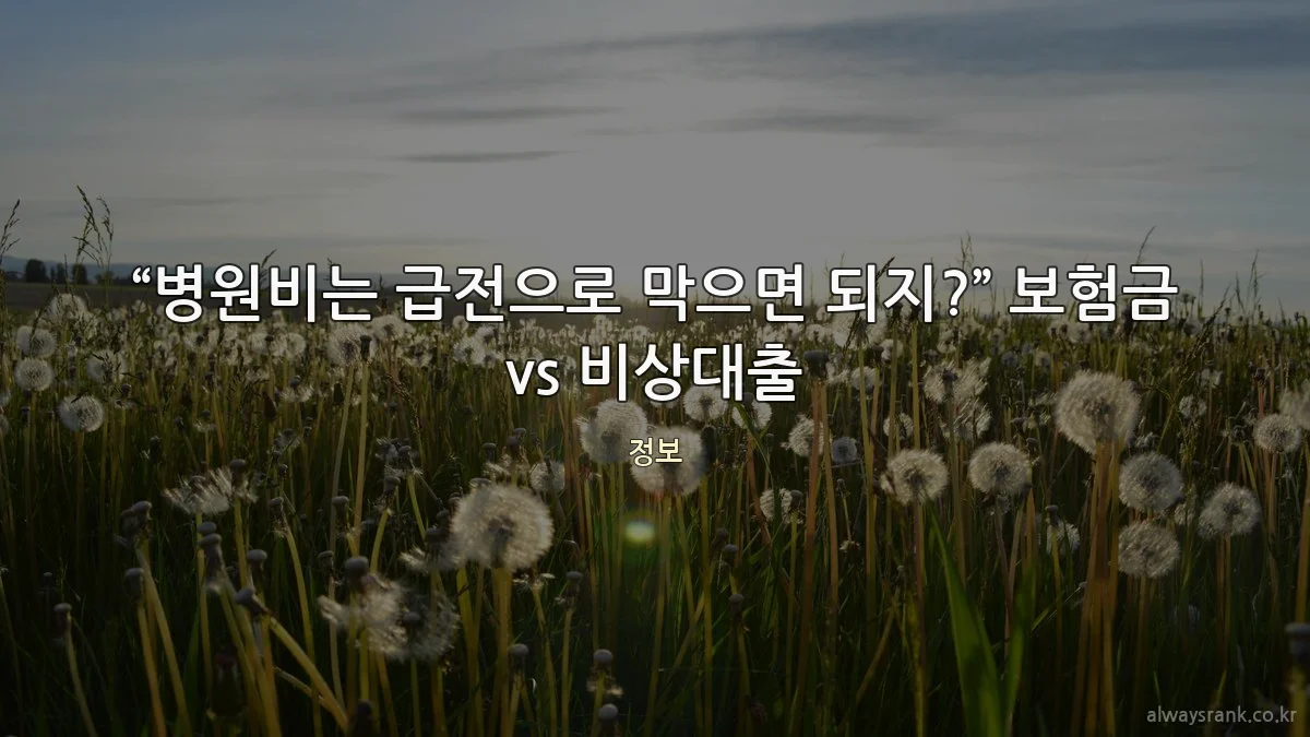 “병원비는 급전으로 막으면 되지?” 보험금 vs 비상대출