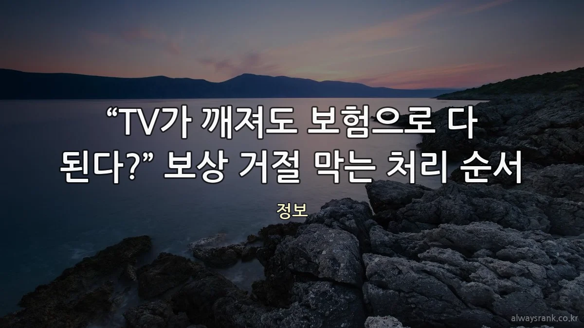 “TV가 깨져도 보험으로 다 된다?” 보상 거절 막는 처리 순서
