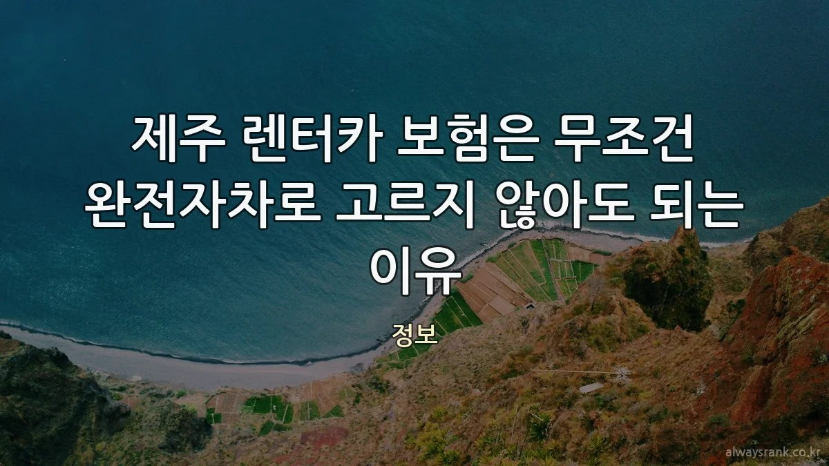 제주 렌터카 보험은 무조건 완전자차로 고르지 않아도 되는 이유