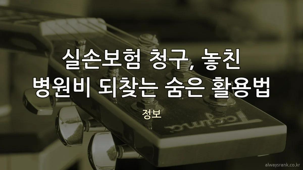 실손보험 청구, 놓친 병원비 되찾는 숨은 활용법