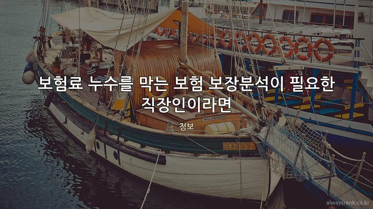 보험료 누수를 막는 보험 보장분석이 필요한 직장인이라면
