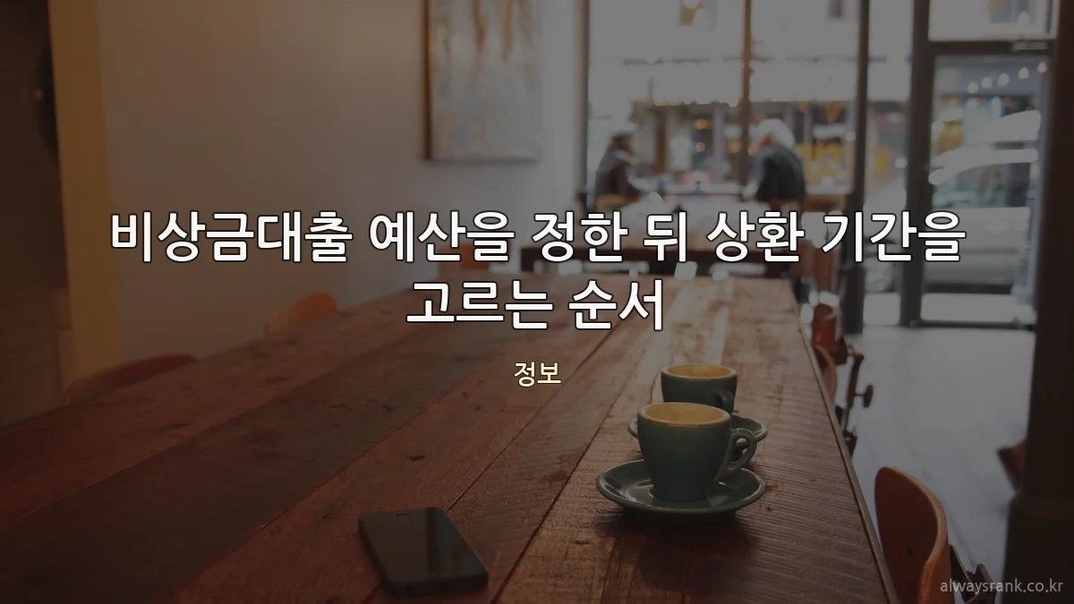 비상금대출 예산을 정한 뒤 상환 기간을 고르는 순서